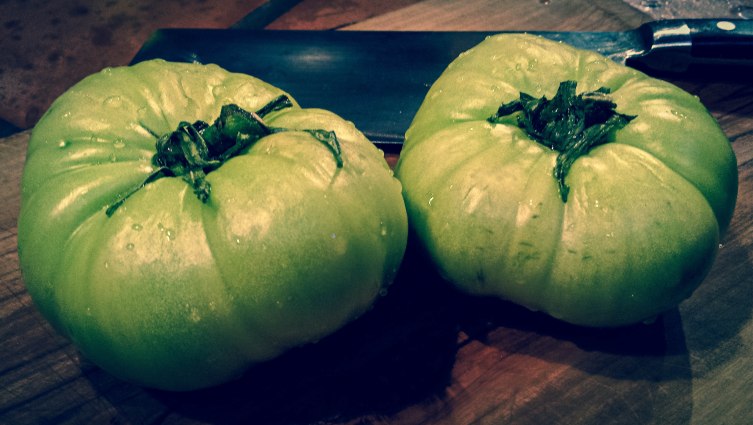 Impeccably fresh & crispy heirloom green tomatoes ~ perfect for pickling